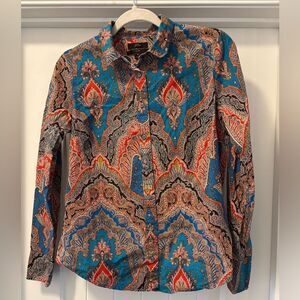 J. Crew Colorful Paisley Long Sleeve Button Down Shirt Size 6
